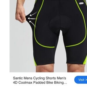 Santic Mens Cycling Shorts 4D Padded Bike Riding Pants Black Neon Green XS